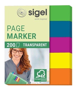 Sigel, Sigel Haftmarker HN615 5 Block/Pack. Gelb, Pink, Blau, Grün, Orange, Sigel Haftnotizen, Film, 12mm x 50mm, 5-farbig assortiert, HN615, (5 x 40 Streifen)
