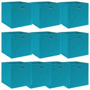 vidaXL, vidaXL Aufbewahrungsboxen 10 Stk. Babyblau 32×32×32 cm Stoff, vidaXL Aufbewahrungsboxen 10 Stk. Babyblau 32x32x32 cm Stoff