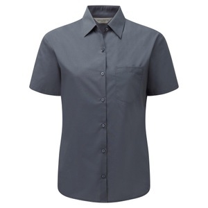 Russell, Russell Kurzarmbluse »Collection Poplin Bluse, Kurzarm, pflegeleicht«, Russell - Collection Poplin Bluse, Kurzarm, pflegeleicht, für Damen, Grau, Größe 4XL
