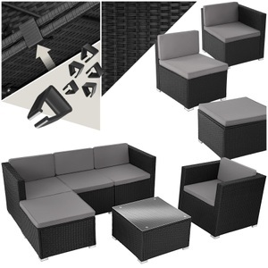 TecTake, Rattan Lounge Lignano mit Sessel Rattan Lounge Lignano mit Sessel