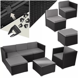 TecTake, Rattan Lounge Lignano mit Sessel Rattan Lounge Lignano mit Sessel