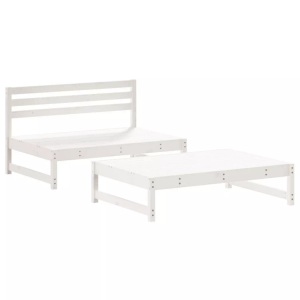 vidaXL, vidaXL 2-tlg. Garten-Lounge-Set Weiß Massivholz Kiefer, vidaXL 2-tlg. Garten-Lounge-Set Weiß Massivholz Kiefer