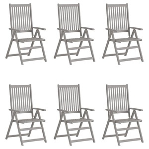 vidaXL, vidaXL Verstellbare Gartenstühle 6 Stk. Grau Massivholz Akazie, 