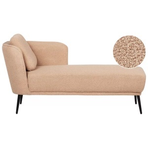 Beliani, Beliani - Chaiselongue aus Bouclé Retro ARTHEZE, One Size, Perle, Beliani - Linksseitige Chaiselounge aus Bouclé Retro ARTHEZE, One Size, Perle