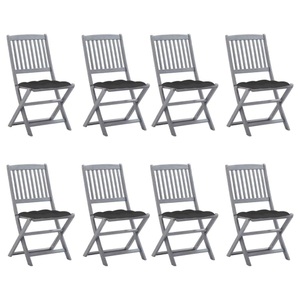 vidaXL, vidaXL Klappbare Gartenstühle 8 Stk. mit Kissen Massivholz Akazie