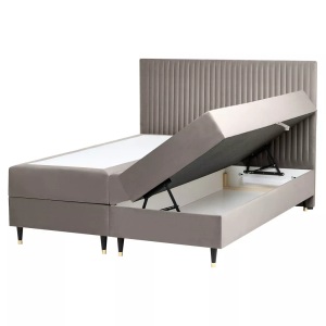 Beliani, Beliani - Boxspringbett mit Stauraum aus Samtstoff Skandinavisch DAME, 160X200CM, Taupe