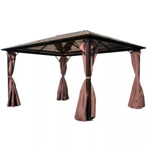vidaXL, vidaXL Pavillon mit Vorhängen Braun Aluminium 400 x 300 cm, vidaXL Pavillon mit Vorhängen Braun Aluminium 400 x 300 cm