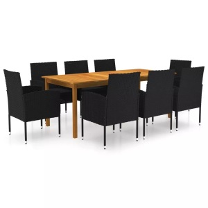vidaXL, vidaXL 9-tlg. Garten-Essgruppe Schwarz, vidaXL 9-tlg. Garten-Essgruppe Schwarz