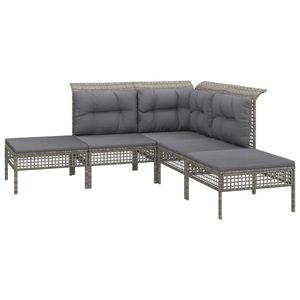 vidaXL, vidaXL 5-tlg. Garten-Lounge-Set mit Kissen Grau Poly Rattan, 
