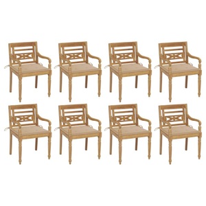 vidaXL, vidaXL Batavia-Stühle mit Kissen 8 Stk. Massivholz Teak