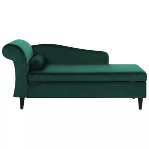 Beliani, Beliani Chaiselongue Samtstoff smaragdgrün LUIRO, Beliani - Linksseitige Chaiselounge aus Samtstoff Glamourös LUIRO, One Size, Ozeangrün