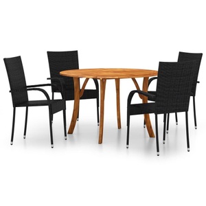 vidaXL, vidaXL 5-tlg. Garten-Essgruppe Schwarz, 