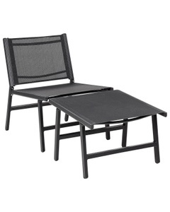 Beliani, Stuhl mit Fusshocker aus Textil Modern MARCEDDI Stuhl mit Fusshocker aus Textil Modern MARCEDDI, Beliani - Gartenstuhl aus Textil Modern MARCEDDI, One Size, Schwarz