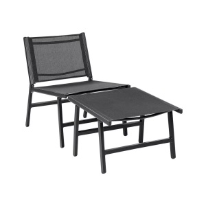 Beliani, Stuhl mit Fusshocker aus Textil Modern MARCEDDI Stuhl mit Fusshocker aus Textil Modern MARCEDDI, Beliani - Gartenstuhl aus Textil Modern MARCEDDI, One Size, Schwarz