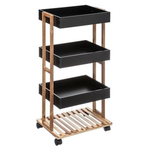 Northio, Trolley Mit Aufbewahrungsboxen - Holz Schwarz Unisex ONE SIZE, Northio - Trolley mit Aufbewahrungsboxen Holz Schwarz, One Size