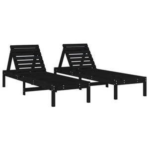 vidaXL, vidaXL Sonnenliegen 2 Stk. Schwarz 199,5x60x74 cm Massivholz Kiefer, vidaXL Sonnenliegen 2 Stk. Schwarz 199,5x60x74 cm Massivholz Kiefer