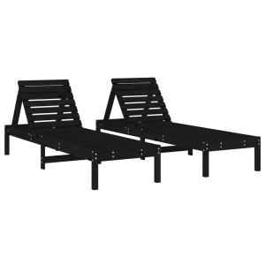 vidaXL, vidaXL Sonnenliegen 2 Stk. Schwarz 199,5x60x74 cm Massivholz Kiefer, vidaXL Sonnenliegen 2 Stk. Schwarz 199,5x60x74 cm Massivholz Kiefer