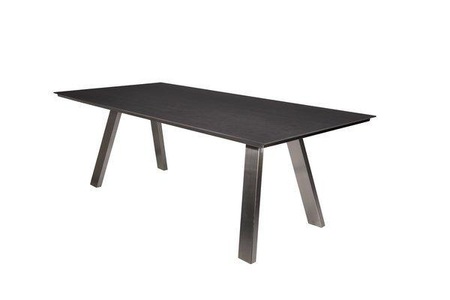 mutoni Garten, Gartentisch Monaco Edelstahl A-Fuss - Keramik wolkig anthrazit, 