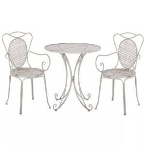 Beliani, Beliani Balkonset grau 2 Stühle Metall CILENTO, Beliani - Bistro Set aus Eisen Klassisch CILENTO, One Size, Rauch