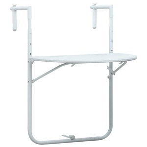 vidaXL, vidaXL Balkonhängetisch Weiß 60 x 64 x 83,5 cm Kunststoff Rattanoptik