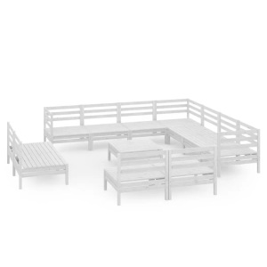 vidaXL, vidaXL 12-tlg. Garten-Lounge-Set Massivholz Kiefer Weiß