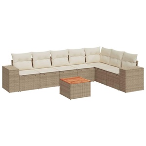 vidaXL, vidaXL 8-tlg. Garten-Sofagarnitur mit Kissen Beige Poly Rattan, vidaXL 8-tlg. Garten-Sofagarnitur mit Kissen Beige Poly Rattan