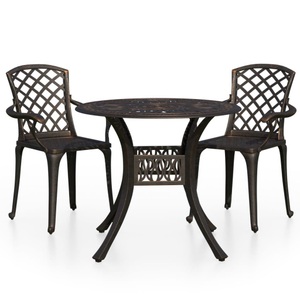 vidaXL, vidaXL 3-tlg. Bistro-Set Aluminiumguss Bronzen, 
