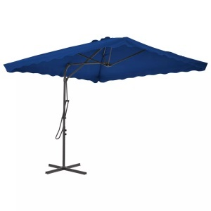 vidaXL, vidaXL Sonnenschirm mit Stahlmast Blau 250x250x230 cm, vidaXL Sonnenschirm mit Stahl-Mast 250x250x230 cm Blau