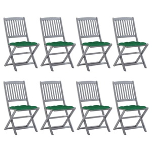 vidaXL, vidaXL Klappbare Gartenstühle 8 Stk. mit Kissen Massivholz Akazie