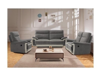 Vente-unique, Couchgarnitur mit elektrischer Relaxfunktion 3+2+1 Samt METTI Couchgarnitur mit elektrischer Relaxfunktion 3+2+1 Samt METTI, 