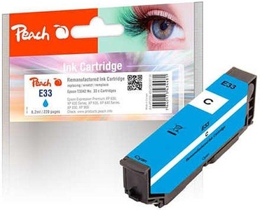 Peach, Peach Tintenpatrone cyan kompatibel zu Epson No. 33 c, T3342, Peach E33 Druckerpatrone cy ersetzt Epson T3342, No. 33 c, C13T33424010 für z.B. Epson Expression Premium XP -530, Epson Expression Premium XP -630