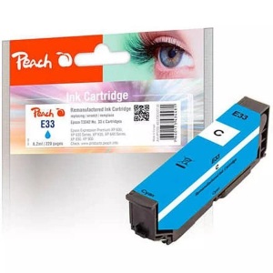 Peach, Peach Tintenpatrone cyan kompatibel zu Epson No. 33 c, T3342, Peach E33 Druckerpatrone cy ersetzt Epson T3342, No. 33 c, C13T33424010 für z.B. Epson Expression Premium XP -530, Epson Expression Premium XP -630