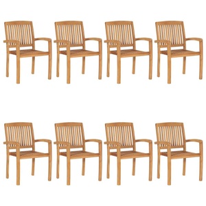 vidaXL, vidaXL Stapelbare Gartenstühle 8 Stk. Massivholz Teak, 