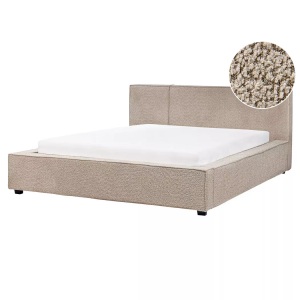 Beliani, Beliani - Bett mit Lattenrost aus Bouclé Minimalistisch MIRANDE, 160X200CM, Taupe