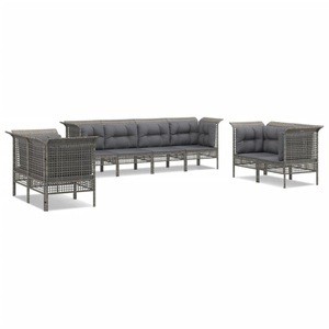 vidaXL, vidaXL 8-tlg. Garten-Lounge-Set mit Kissen Grau Poly Rattan
