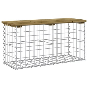 vidaXL, vidaXL Gartenbank aus Gabionen 83x31,5x42 cm Kiefernholz Imprägniert, vidaXL Gartenbank aus Gabionen 83x31,5x42 cm Kiefernholz Imprägniert