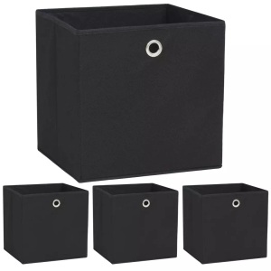 Diverse Hardware, Aufbewahrungsboxen 4 Stk. Vliesstoff 32 x 32 x 32 cm Schwarz, vidaXL Aufbewahrungsboxen 4 Stk. Vliesstoff 32x32x32 cm Schwarz