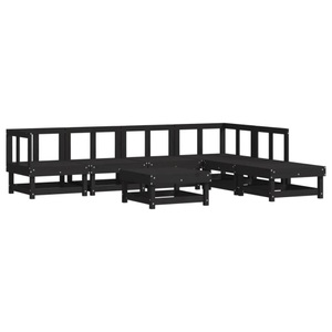 vidaXL, vidaXL 7-tlg. Garten-Lounge-Set Schwarz Massivholz Kiefer, 