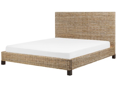 Beliani, Bett mit Lattenrost aus Rattan Boho SALBRIS Bett mit Lattenrost aus Rattan Boho SALBRIS