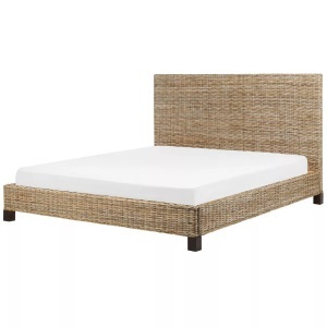 Beliani, Bett mit Lattenrost aus Rattan Boho SALBRIS Bett mit Lattenrost aus Rattan Boho SALBRIS