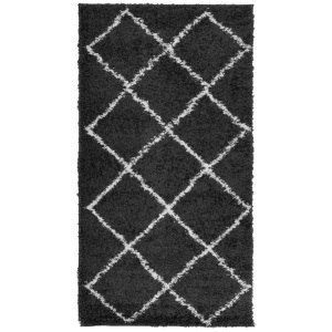 vidaXL, vidaXL Teppich Shaggy Hochflor Modern Schwarz und Creme 60x110 cm