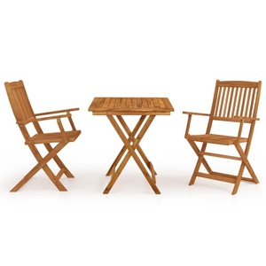 vidaXL, vidaXL 3-tlg. Garten-Essgruppe Klappbar Massivholz Akazie, vidaXL 3-tlg. Garten-Essgruppe Klappbar Massivholz Akazie