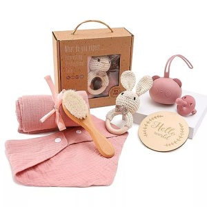 Activity-board, Activity-board - Baby Geschenk zur Geburt 7-in-1 Babygeschenke Badedusche Set Musselin Tuch, Lätzchen, Rassel, One Size, Pink, Activity-board - Baby Geschenk zur Geburt 7-in-1 Babygeschenke Badedusche Set Musselin Tuch, Lätzchen, Rassel, One Size, Pink