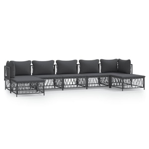vidaXL, vidaXL 7-tlg. Garten-Lounge-Set mit Kissen Anthrazit Stahl, vidaXL 7-tlg. Garten-Lounge-Set mit Kissen Anthrazit Stahl
