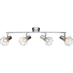 Globo, GLOBO XARA I Strahler chrom, Glas klar, beweglich, LxH:600x150, exkl. 4xE14 40W 230V -, Deckenleuchte Daiva 4-flg.