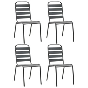 vidaXL, vidaXL Gartenstühle 4 Stk. Lattendesign Stahl Dunkelgrau, vidaXL Gartenstühle 4 Stk. Lattendesign Stahl Dunkelgrau