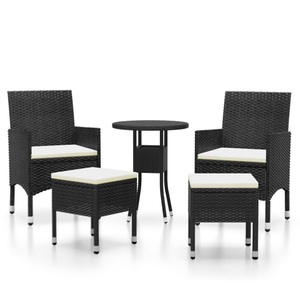 vidaXL, vidaXL 5-tlg. Garten-Lounge-Set Poly Rattan Schwarz