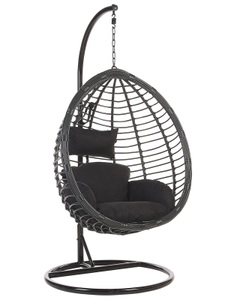 Beliani, Beliani TOLLO Hängesessel, Beliani - Hängesessel mit Gestell aus PE Rattan Retro TOLLO, One Size, Schwarz