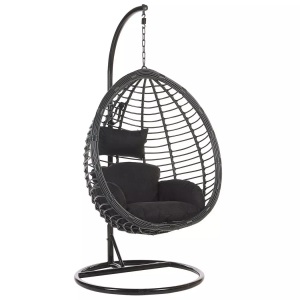Beliani, Beliani TOLLO Hängesessel, Beliani - Hängesessel mit Gestell aus PE Rattan Retro TOLLO, One Size, Schwarz