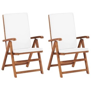 vidaXL, vidaXL Garten-Liegestühle 2 Stk. mit Auflagen Massivholz Teak, 